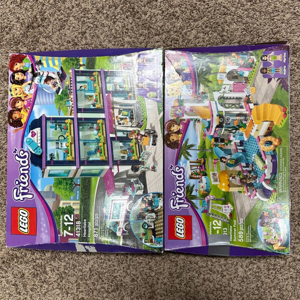LEGO Kids Friends Heartlake Hospital 41318 & Summer Pool 41313 Bundle Good Wear